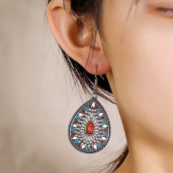 Any 2/$20! Silver/Red Boho Dangle Earrings - Picture 6 of 9